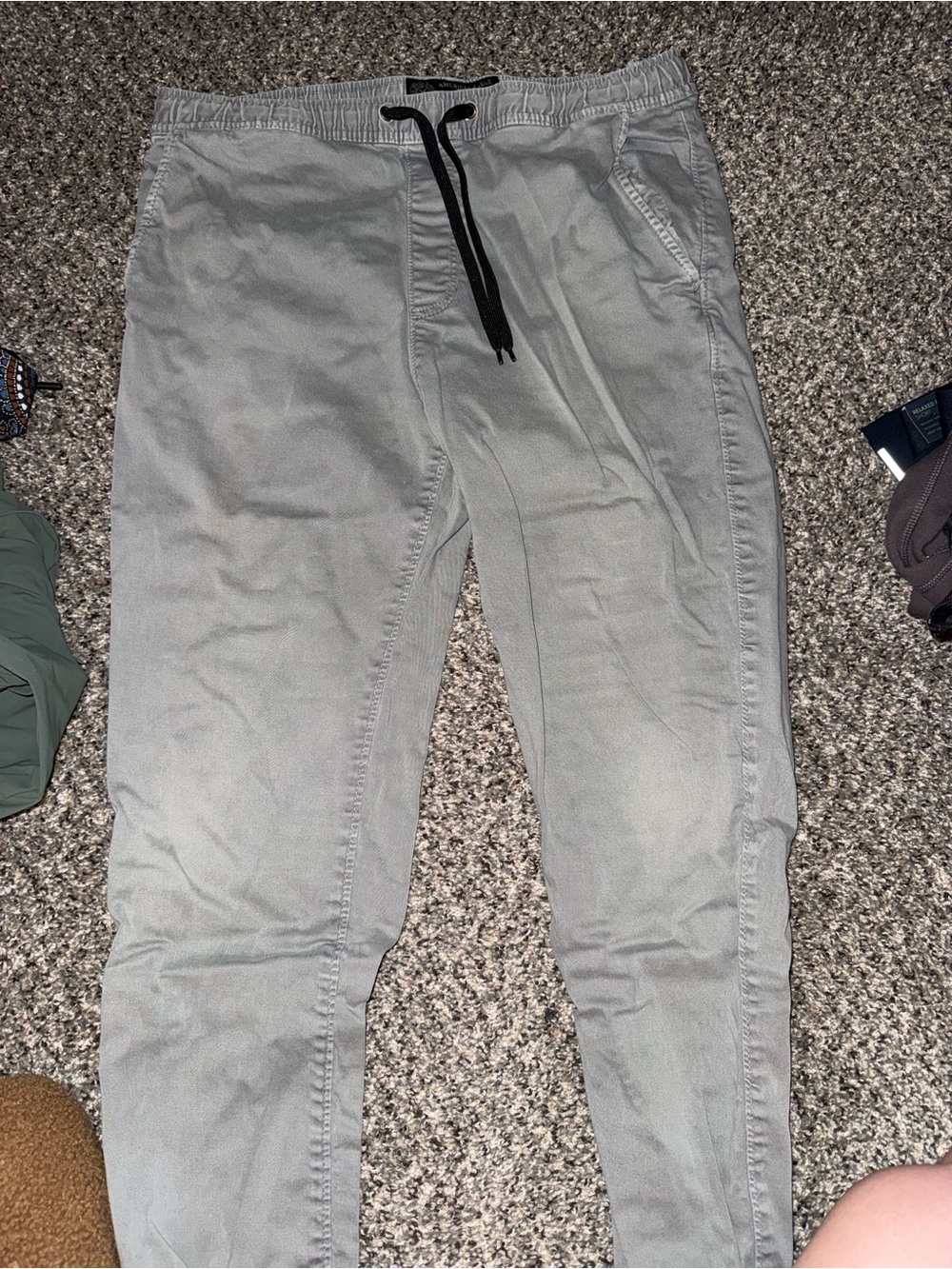 American Eagle Outfitters Light Gray Jogger Pants with Black Drawstring
